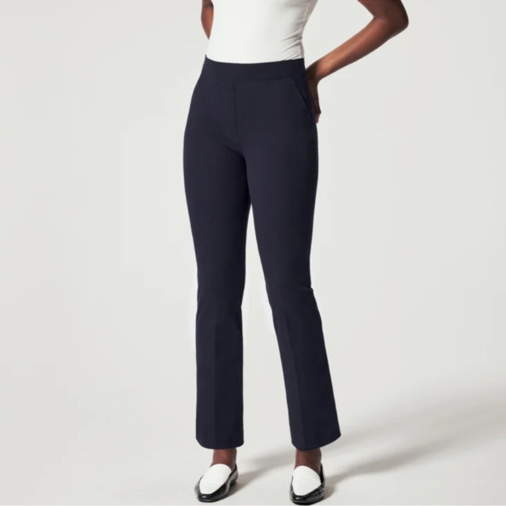SPANX On the Go Kick Flare Pants Classic Navy Blue Medium Petite